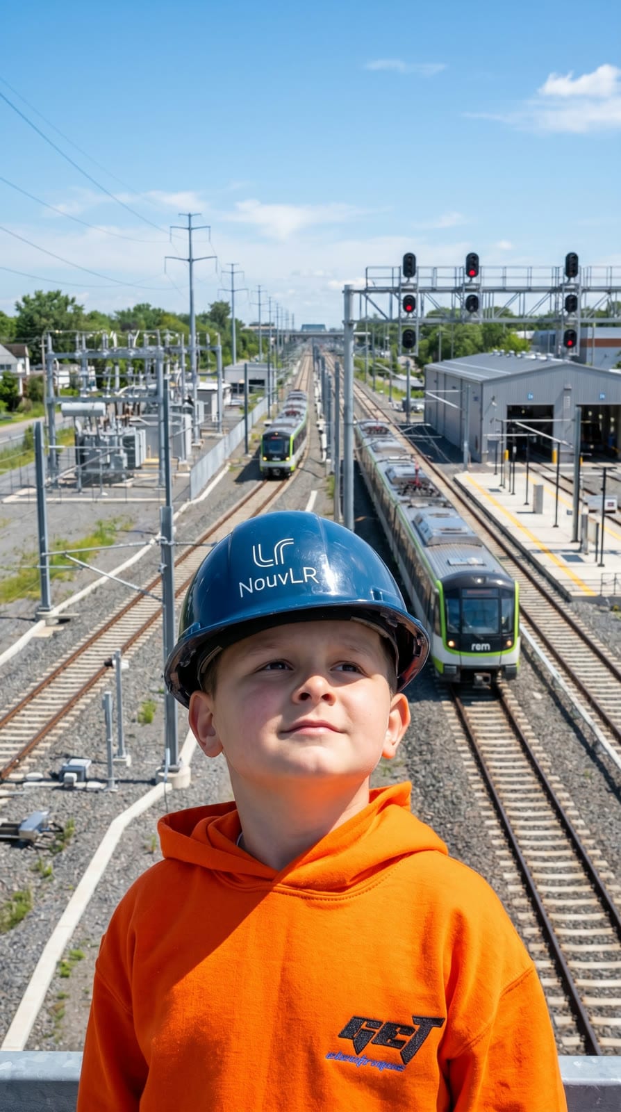 Jeune relève portant un casque NouvLR sur le réseau du REM